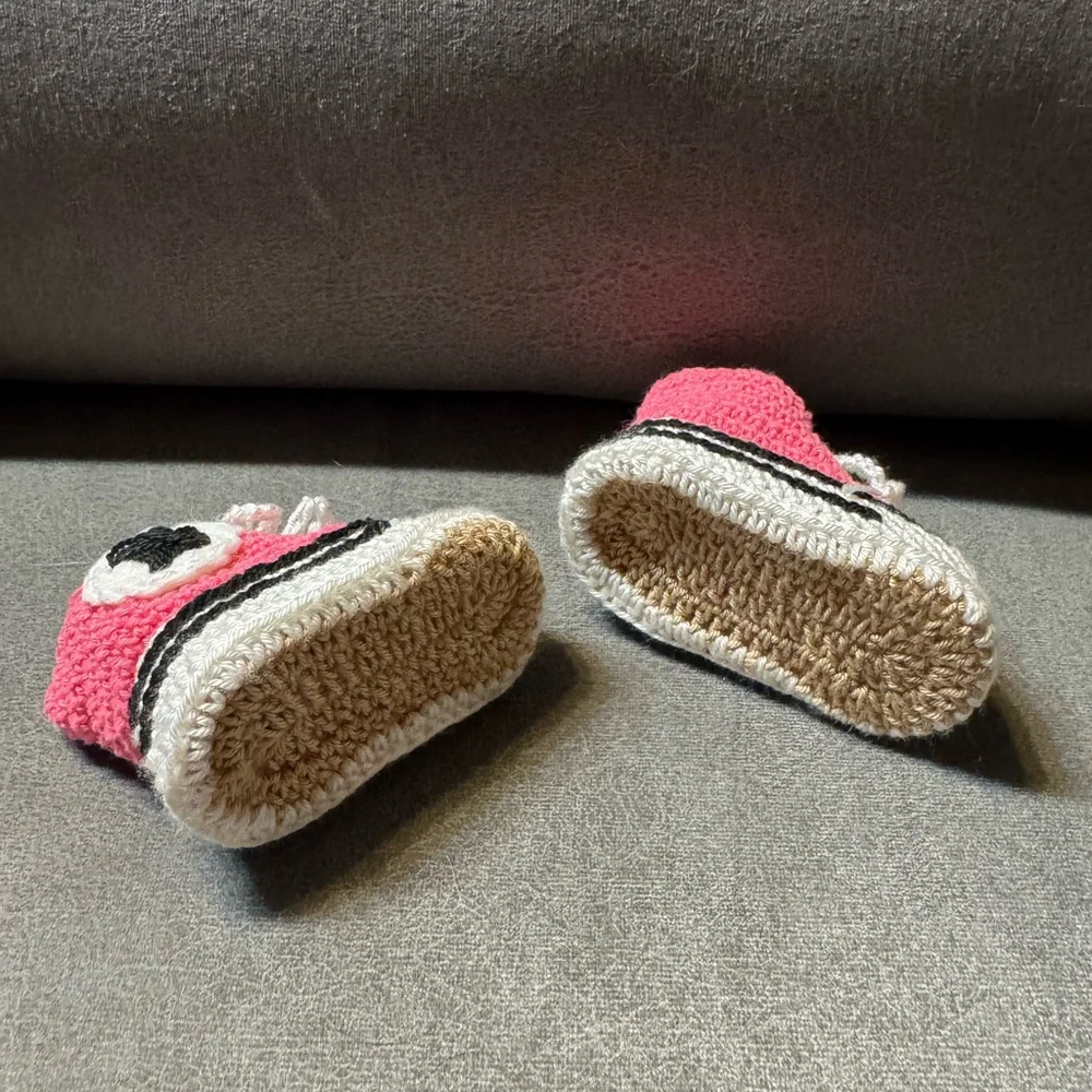 Handmade Pink and White converse Baby Sneakers